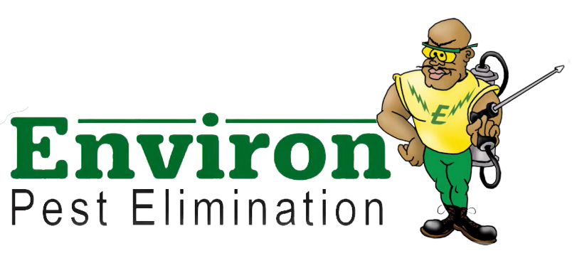 Environ Pest Elimination - logo with animated exterminator - Springfield, IL